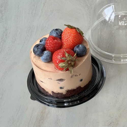 Десерт ягоды с маскарпоне #2063 шоколадный круглый, 190 г