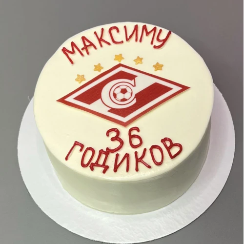 Бенто торт #2371 с надписью и логотипом фк спартак 700 г, белый