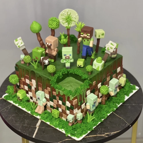 Торт для мальчиков #2939 майнкрафт, зеленый