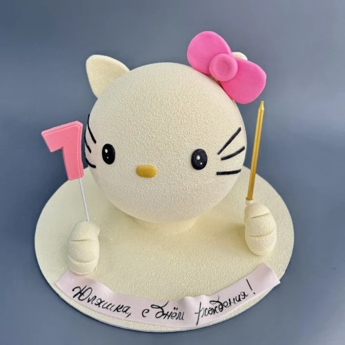 Торт для девочек #2953 бомба китти, белый велюр