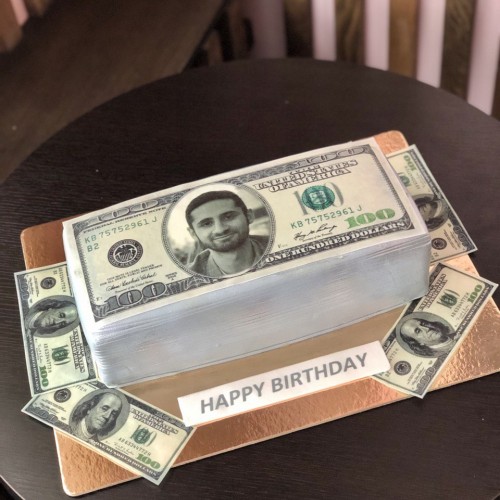 Торт для мужчин #1067 доллары мастика, белый