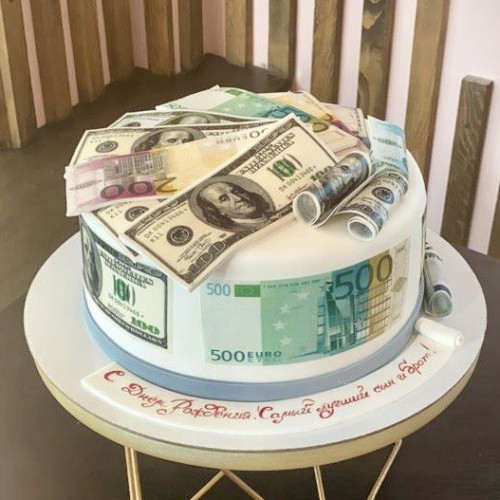 Торт для мужчин #1711 деньги доллары, белый
