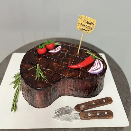 Торт для мужчин #2872 мясной стейк, черный