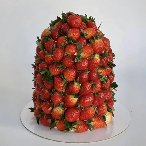 Торт свадебный #2944 с клубникой, красный 