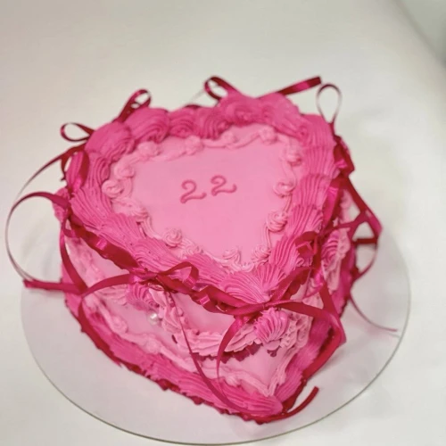 Торт для женщин #2932 с бантиками, ламбет розовый