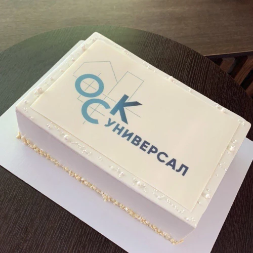Торт для организации #2450 с логотипом, белый