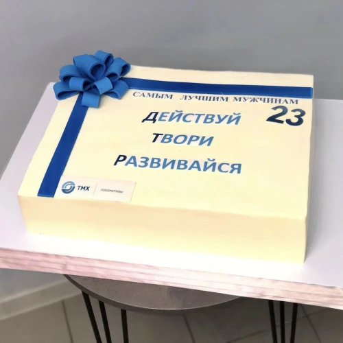 Торт для организации #2793 с бантиком, белый