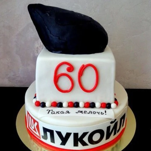 Торт для организации #659 с логотипом, мастика белый