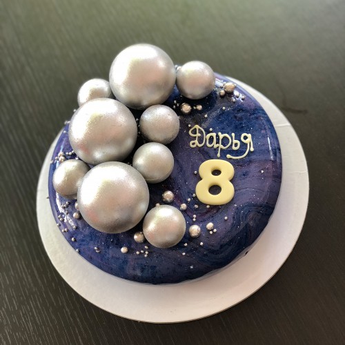 Торт муссовый #703 с шоколадными шариками и цифрами, космос